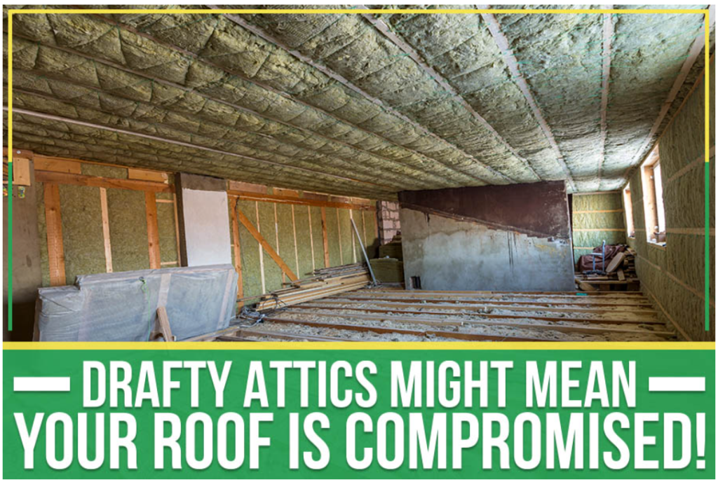 Checking roof insulation performance and airflow seals to address drafty attic issues.